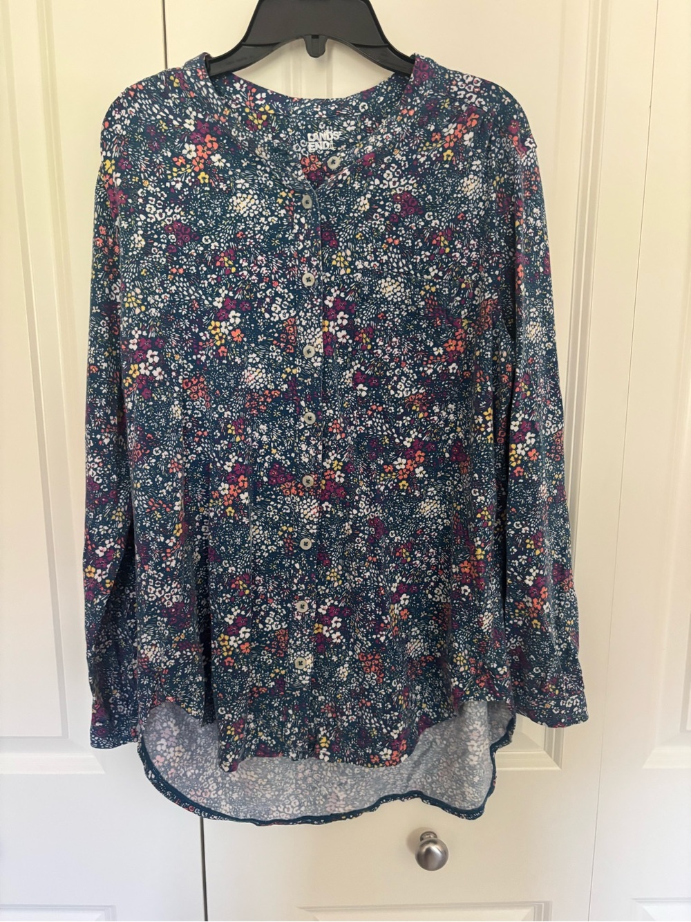 Women's Lands End Floral Print Long Sleeve Tunic Top sz small (6/8)